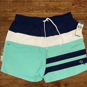 Polo by Ralph Lauren Blue and White Swim Trunks